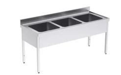 Plonge en Inox avec Bâti 3 Bacs Grande Capacité Gamme 700 - Distform