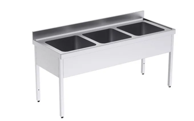 Plonge en Inox avec Bâti 3 Bacs Grande Capacité Gamme 700 - Distform