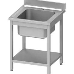 Plonge Inox AISI 201 Adossée 1 Bac avec Etagère - Gamme 700 - Stalgast