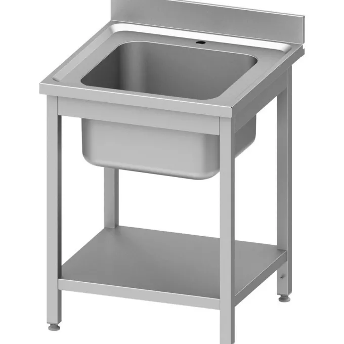 Plonge Inox AISI 201 Adossée 1 Bac avec Etagère - Gamme 600 - Stalgast