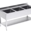 Plonge Inox avec Bâti et Etagère 3 Bacs Grande Capacité Gamme 700 - Distform