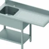 Plonge Inox avec Dosseret - Profondeur 600 - Passage Lave Vaisselle - Stalgast