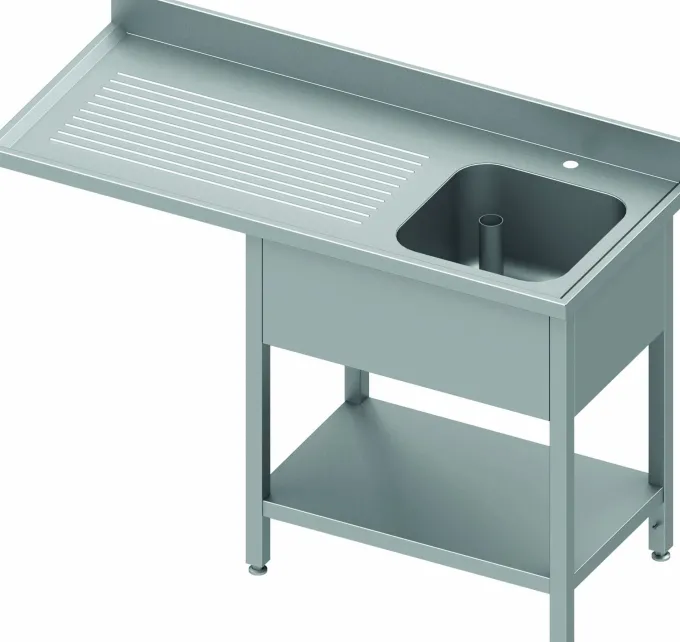 Plonge Inox avec Dosseret - Profondeur 600 - Passage Lave Vaisselle - Stalgast