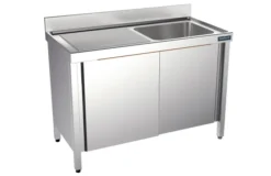 Plonge Inox Grand Capacité 3 Bacs avec Portes Gamme 700 - Distform