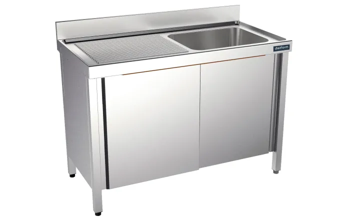 Plonge Inox Grand Capacité 3 Bacs avec Portes Gamme 700 - Distform