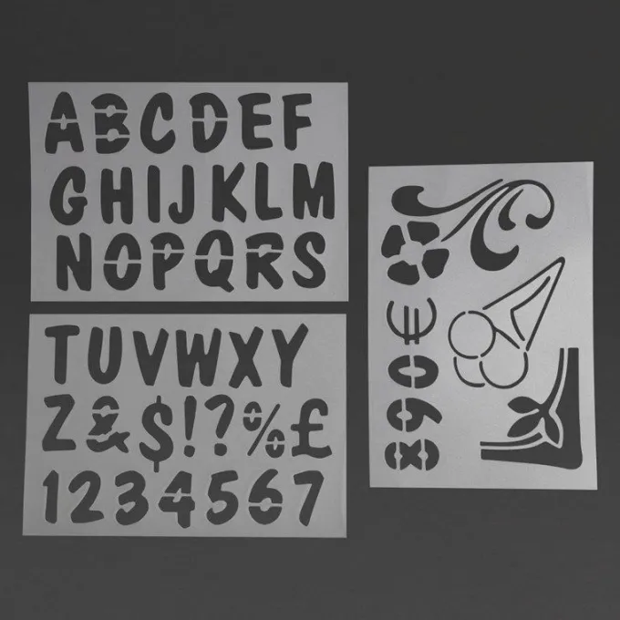 Pochoirs avec numéros images lettres - Lot de 5