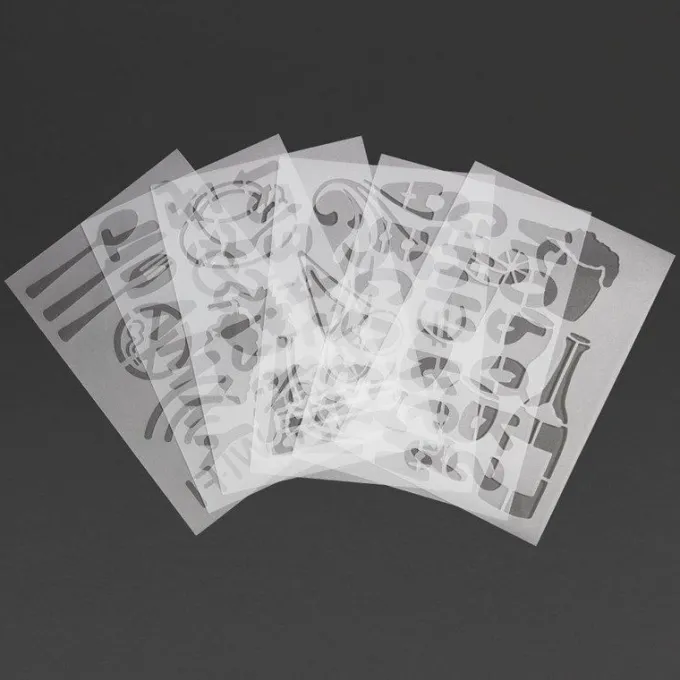 Pochoirs avec numéros images lettres - Lot de 5