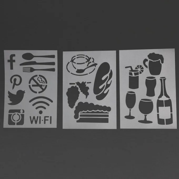 Pochoirs avec numéros images lettres - Lot de 5