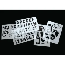 Pochoirs avec numéros images lettres - Lot de 5