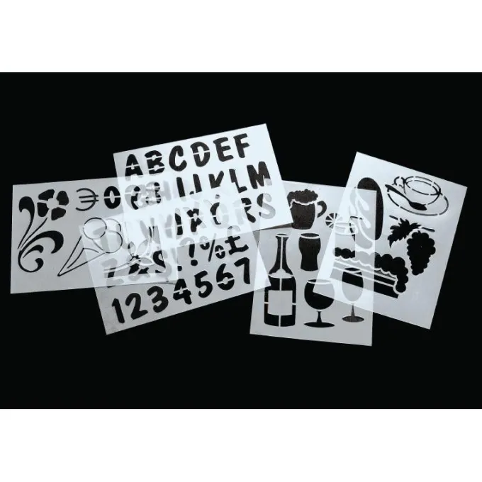 Pochoirs avec numéros images lettres - Lot de 5