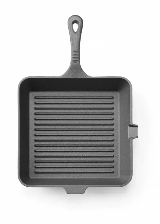Poêle à griller en fonte, Noir, 250x250x(H)50mm, Carré - Hendi