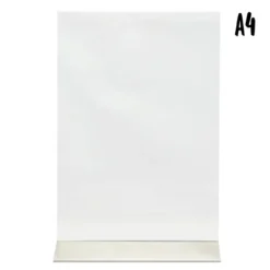 Porte-affiche en L | Acrylique transparent socle aluminium | Format A4 - Securit