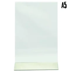 Porte-affiche en L | Acrylique transparent socle aluminium | Format A5 - Securit