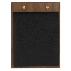 Porte-menu A5 en bois de Noyer avec premiere page en cuir - Securit