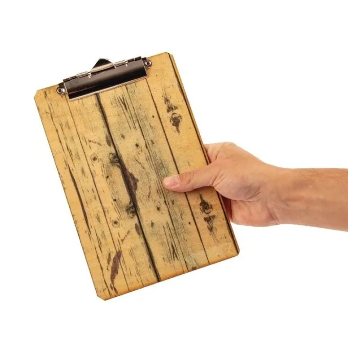 Porte-menu plaque effet bois clair Olympia - A4