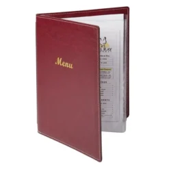 Porte-Menus en Simili Cuir Bordeaux - Format A4 - Olympia