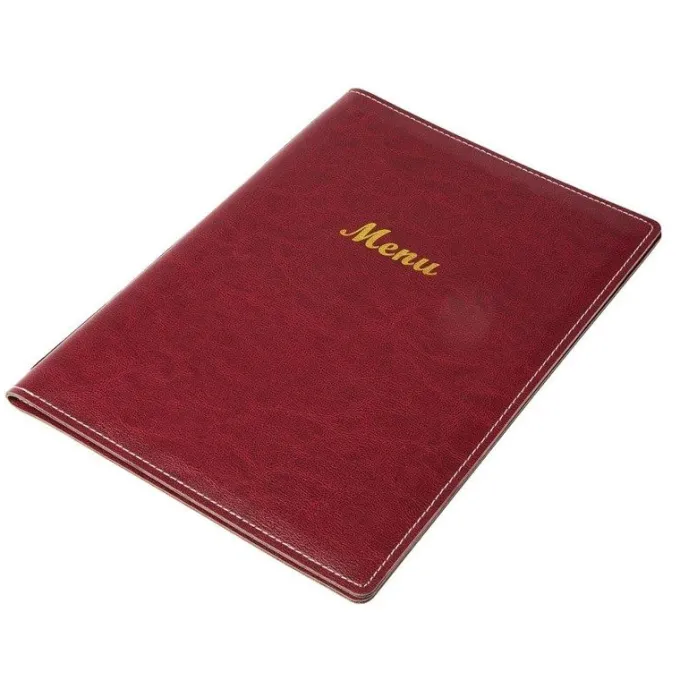 Porte-Menus en Simili Cuir Bordeaux - Format A4 - Olympia