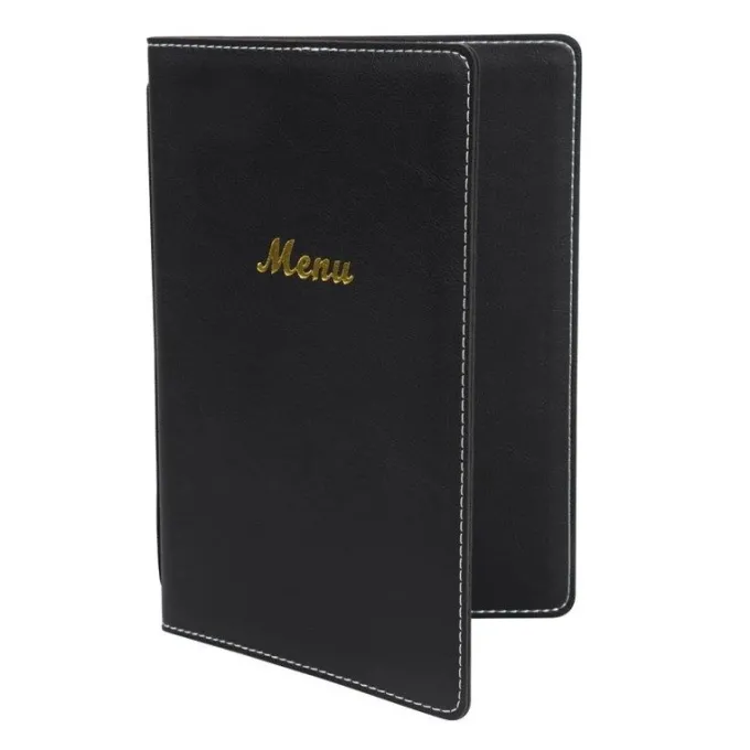 Porte-Menus en Simili Cuir Noir - Format A5 - Olympia