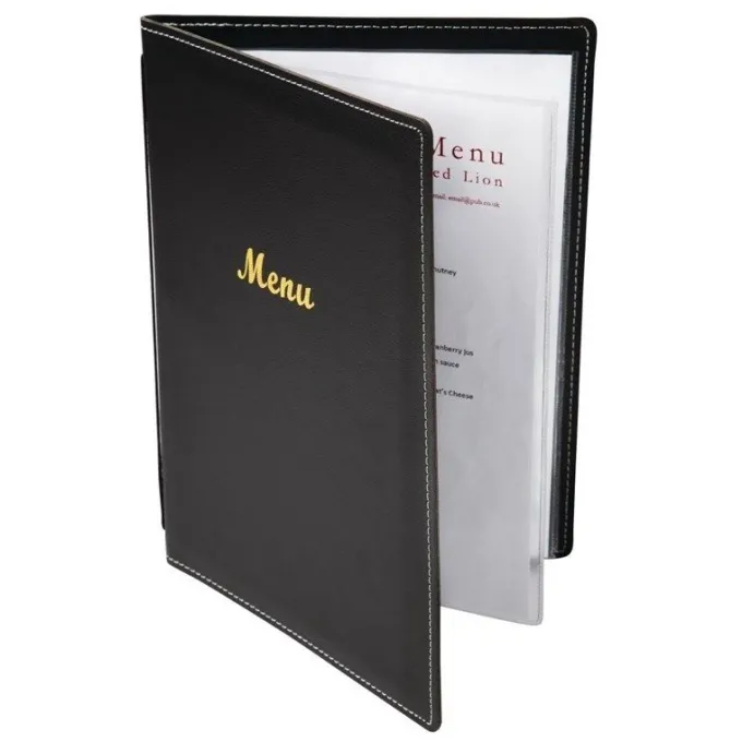 Porte-Menus en Simili Cuir Noir - Format A5 - Olympia