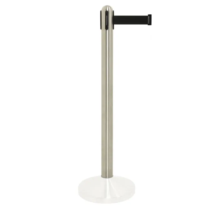 Poteau à corde rétractable noire en nylon - acier inoxydable - 100cm (corde 210cm) (socle NON inclus) - Securit