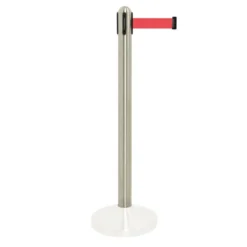 Poteau à corde rétractable rouge en nylon - acier inoxydable - 100cm (corde210cm) (socle non inclus) - Securit