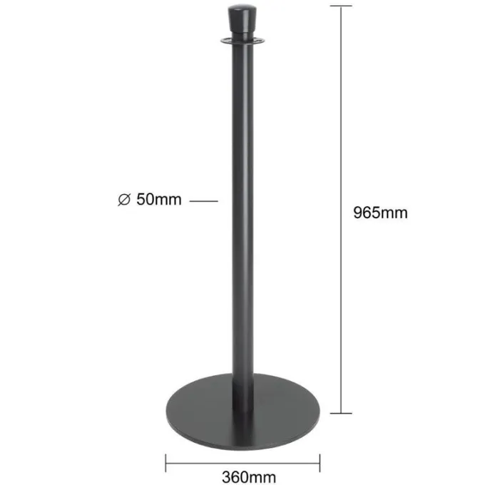 Poteaux d'Accueil Base Plate Noir - Lot de 2 - Bolero