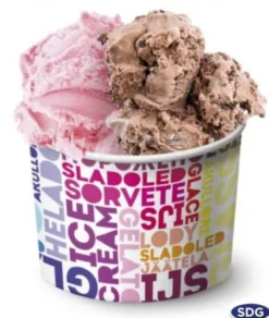 Pot à Glace Carton Texte Coloré 390 ml - SDG - Lot de 1200