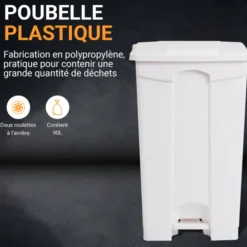 POUBELLE BLANCHE POLYPROPYLENE 90L - DIFP90BI