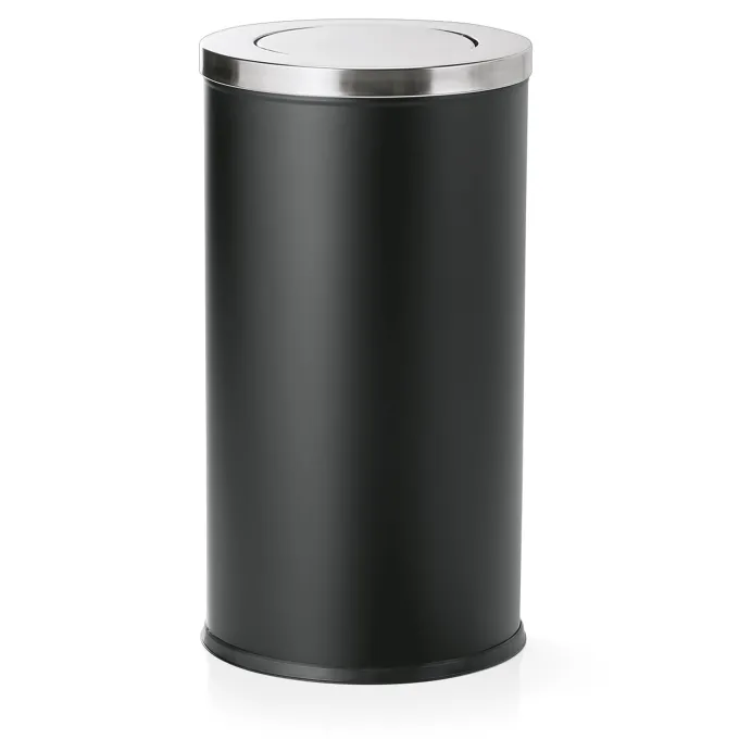 Poubelle en Acier au nickel-chrome 80 L noir H 710 mm Ø 370 mm - Was Germany