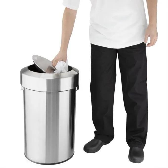 Poubelle en Acier Brossé avec Couvercle Basculant 70L - Bolero