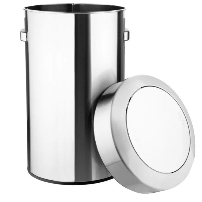 Poubelle en Acier Brossé avec Couvercle Basculant 70L - Bolero