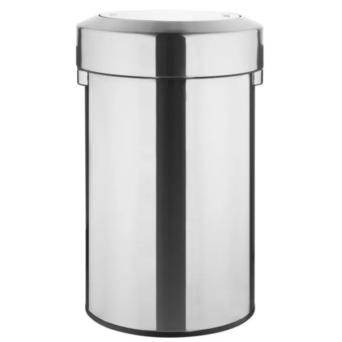 Poubelle en Acier Brossé avec Couvercle Basculant 70L - Bolero
