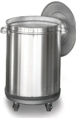 Poubelle inox sur roulettes 60 L