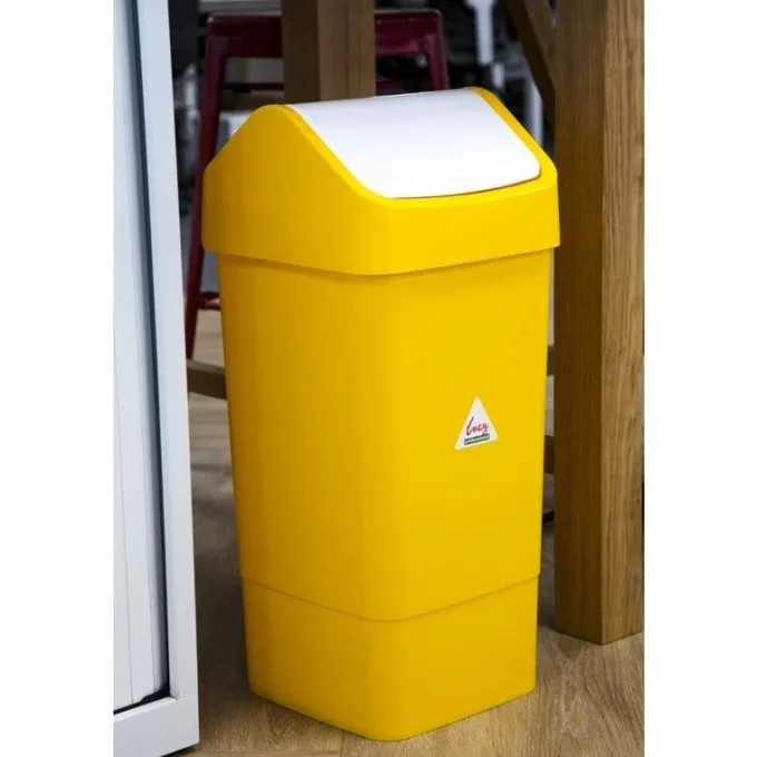 Poubelle jaune à couvercle battant 50 litres - SIR