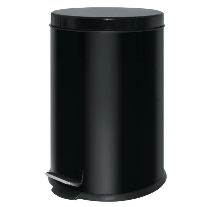 Poubelle à pédale en acier inoxydable noir 20L Bolero