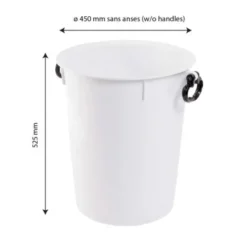 Poubelle ronde 50 L avec poignées noires - blanc - Gilac