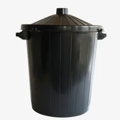 Poubelle ronde 80 L + couvercle à clip - noir - Gilac