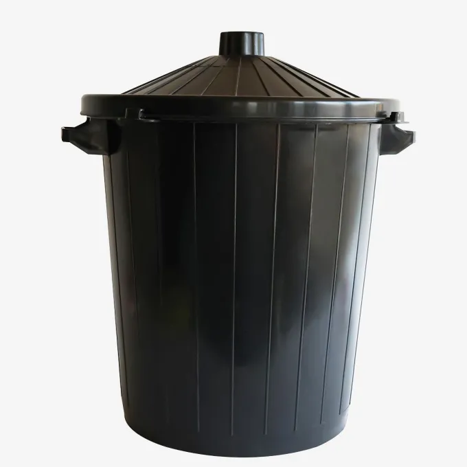 Poubelle ronde 80 L + couvercle à clip - noir - Gilac