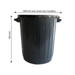 Poubelle ronde 80 L sans couvercle - noir - Gilac