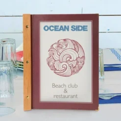20 protège menu A4 cadre en bois avec boîte en bois - Securit