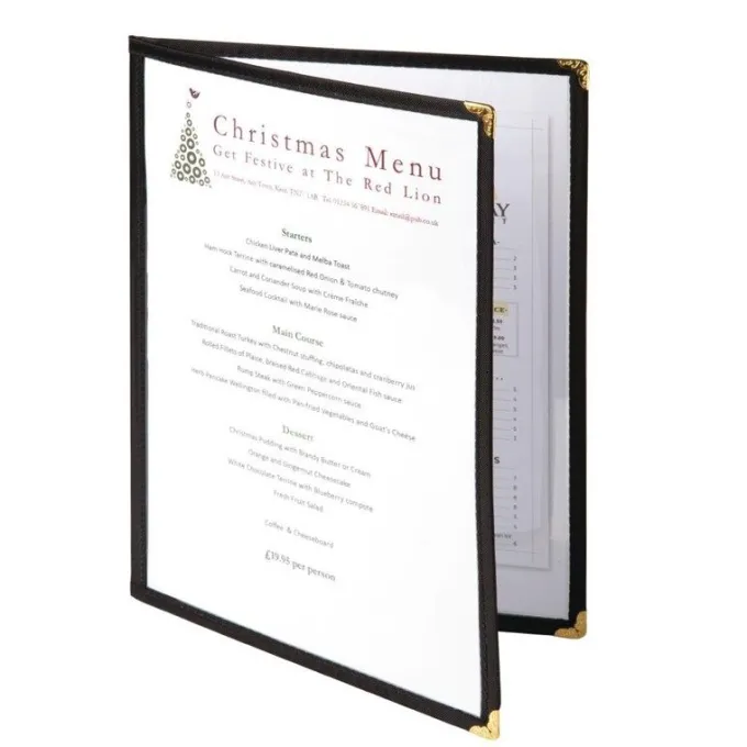 Protège-Menus A4 Style Américain Noir - Olympia