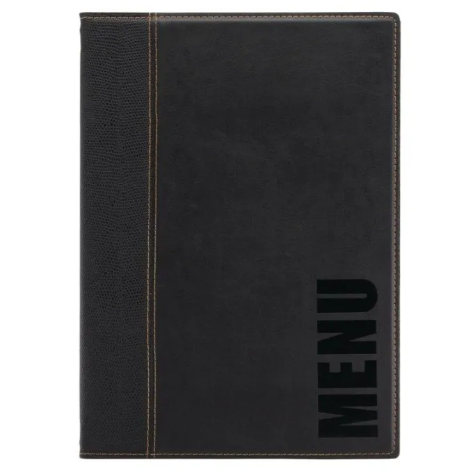 Protège-menus contemporain Securit noir - Format A4