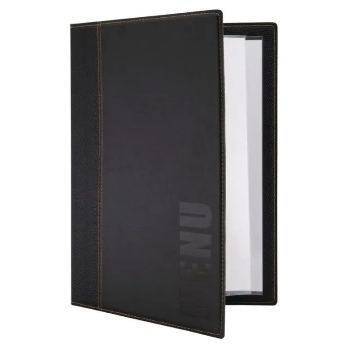Protège-menus contemporain Securit noir - Format A4