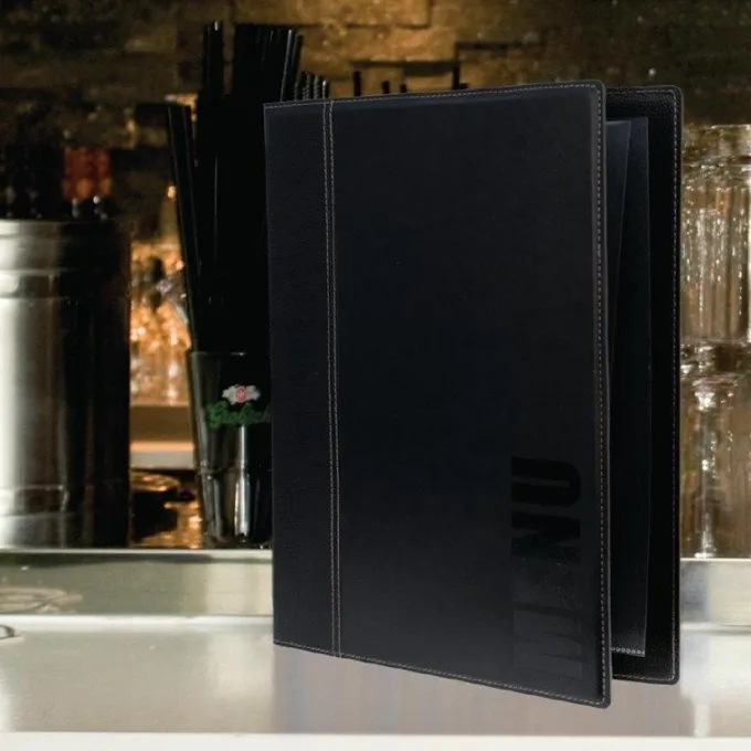Protège-menus contemporain Securit noir - Format A4