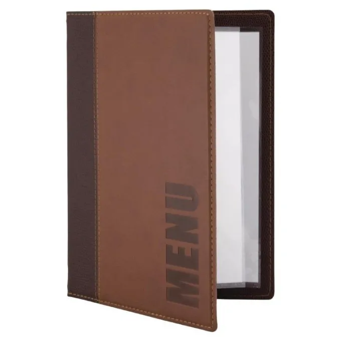 Protège-menus contemporain Securit marron clair - Format A4