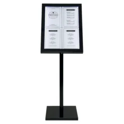 Présentoir Black star LED blanches (SET complet avec Pied + Socle) - présente 4 pages A4 - Securit
