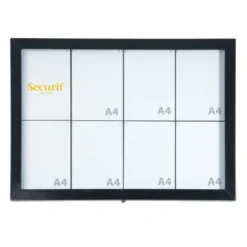 Présentoir Black star 8x A4 Montage mural - LED blanches. OPTIONS: Pied, socle et Batterie. - Securit