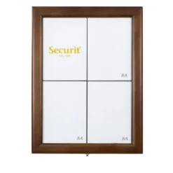 Présentoir LED Classic - Marron foncé - présente 4 pages A4 - LED blanches - Securit