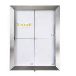 Présentoir LED couleur - acier inoxydable- télécommande incluse - présente 4xpages A4 - Securit