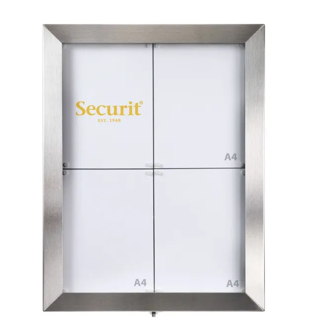 Présentoir LED couleur - acier inoxydable- télécommande incluse - présente 4xpages A4 - Securit